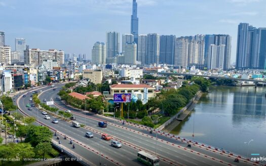 Canal-side highway and skyline in Ho Chi Minh City | Đại lộ ven kênh và đường chân trời TP.HCM