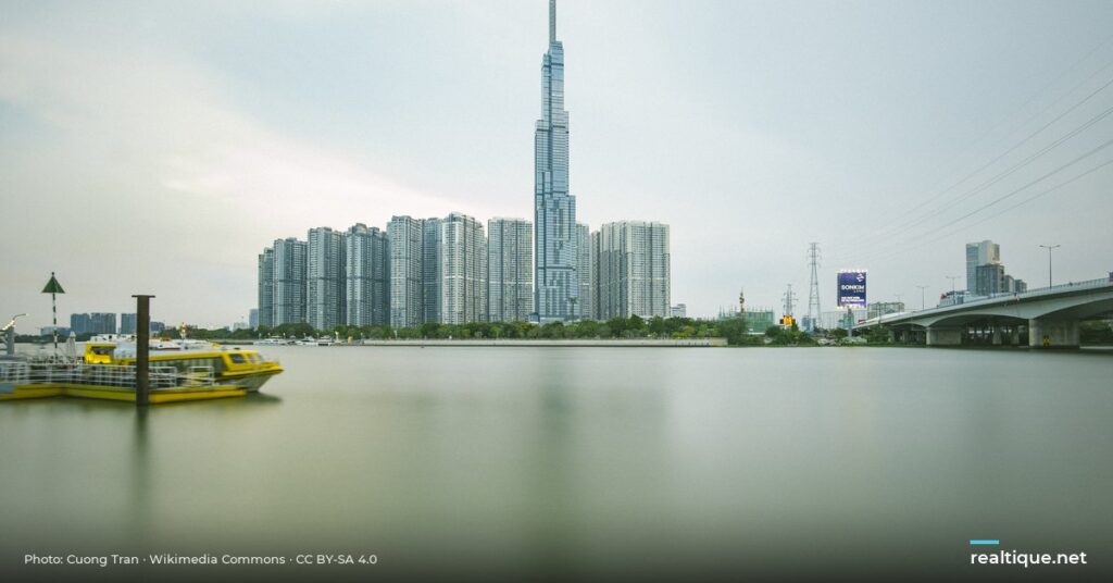 Landmark 81 seen across the Saigon River | Landmark 81 nhìn từ bên kia sông Sài Gòn