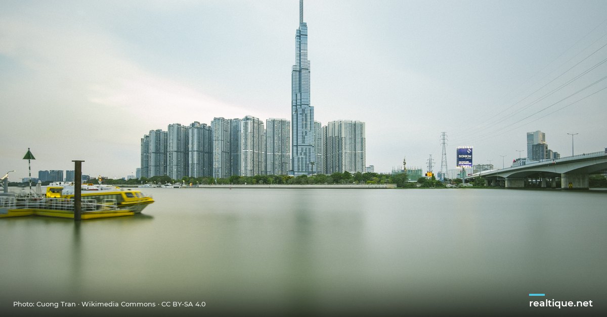 Landmark 81 seen across the Saigon River