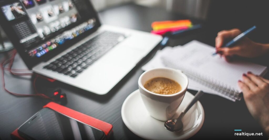 Working on a laptop with coffee | Làm việc với laptop và cà phê