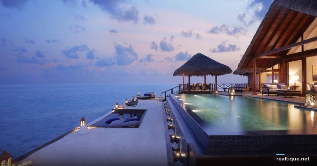 Pool villa at dusk | Biệt thự hồ bơi lúc chạng vạng