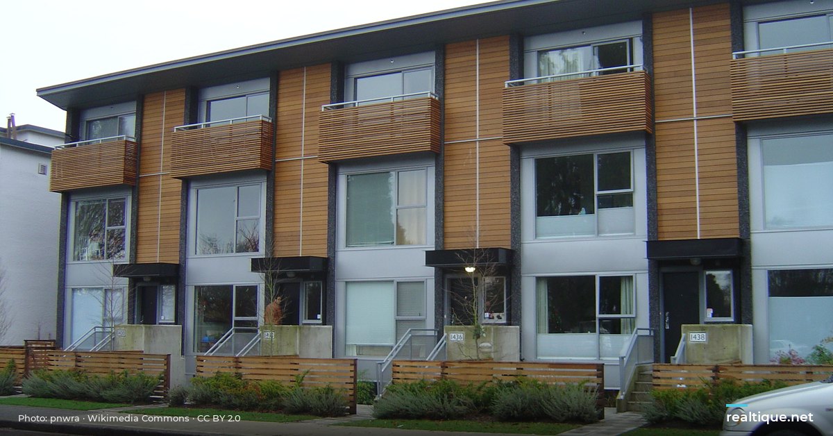 Row of modern townhouses