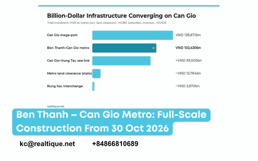 Ben Thanh – Can Gio metro: full-scale construction from 30 October 2026, 54 km, VND 102,430bn, target December 2029 | Metro Bến Thành – Cần Giờ thi công đồng loạt từ 30/10/2026
