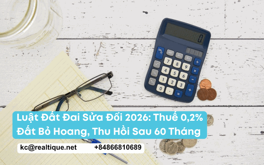 Luật Đất Đai sửa đổi 2026: thuế 0,2% đất bỏ hoang, thu hồi sau 60 tháng, bảng giá đất 3 năm/lần | Vietnam Land Law amendment 2026: 0.2% idle-land tax