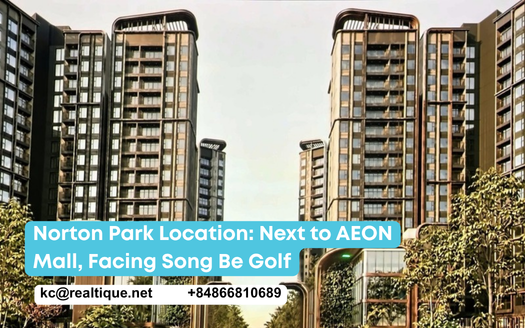 Vị trí Norton Park cạnh AEON Mall Bình Dương | Norton Park location next to AEON Mall Binh Duong, facing Song Be golf