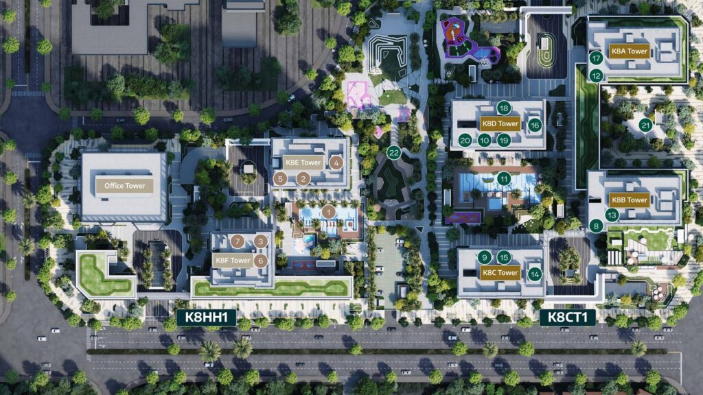 Facilities map of Starlake The Prime K8CT1 and K8HH1 with numbered amenities