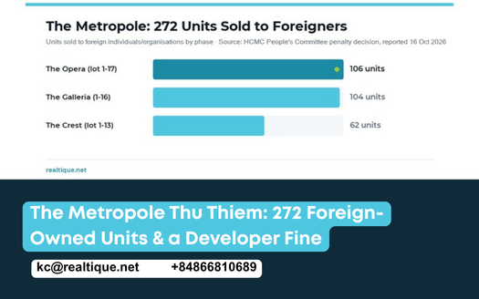 The Metropole Thu Thiem developer fined over late reporting of 272 apartments sold to foreigners