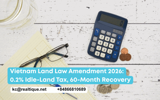 Vietnam Land Law amendment 2026: 0.2% idle-land tax, recovery after 60 months, 3-year land-price tables | Luật Đất Đai sửa đổi 2026