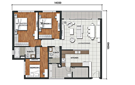 130m2, 3 Bedroom Fully Furnished in Estella Heights, An Phu, District 2